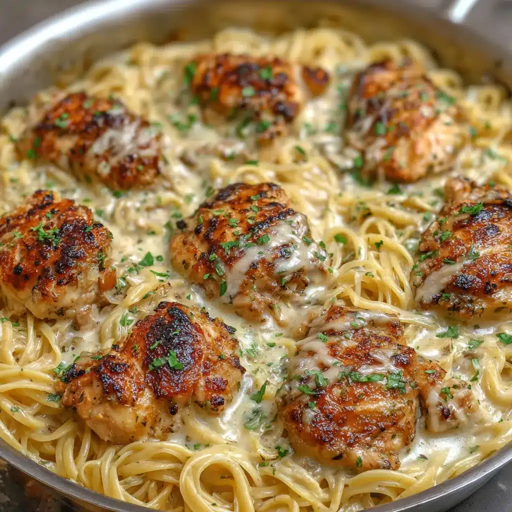 Creamy Garlic Parmesan Chicken Pasta is pictured as a close-up, dreamy second content image, highlighting the rich sauce and tender chicken.