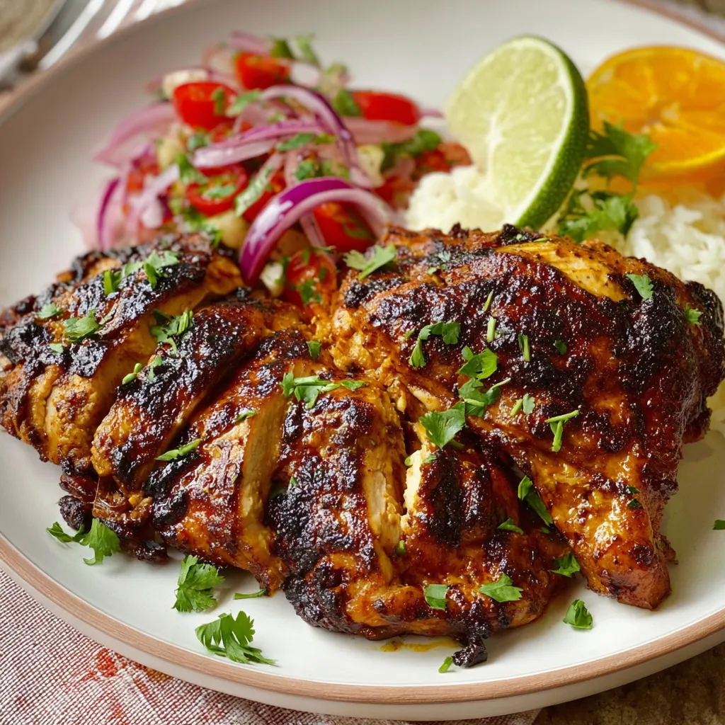 A golden-brown, perfectly grilled chicken breast seasoned with smoky chipotle spices, sliced and ready to be served alongside fresh cilantro-lime rice and vibrant roasted vegetables in a rustic kitchen setting.