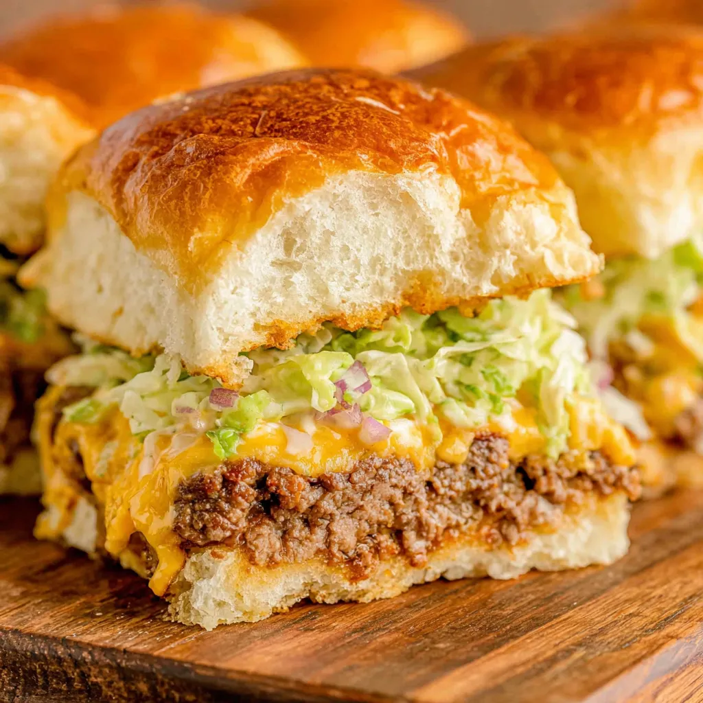 These copycat Big Mac sliders showcase mini burger bliss, perfectly replicating the iconic taste in a fun, bite-sized form.