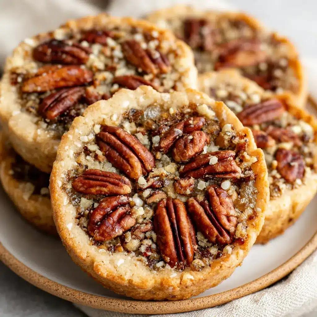 Close-up of delicious pecan pie cookies, mini holiday bites perfect for festive gatherings.