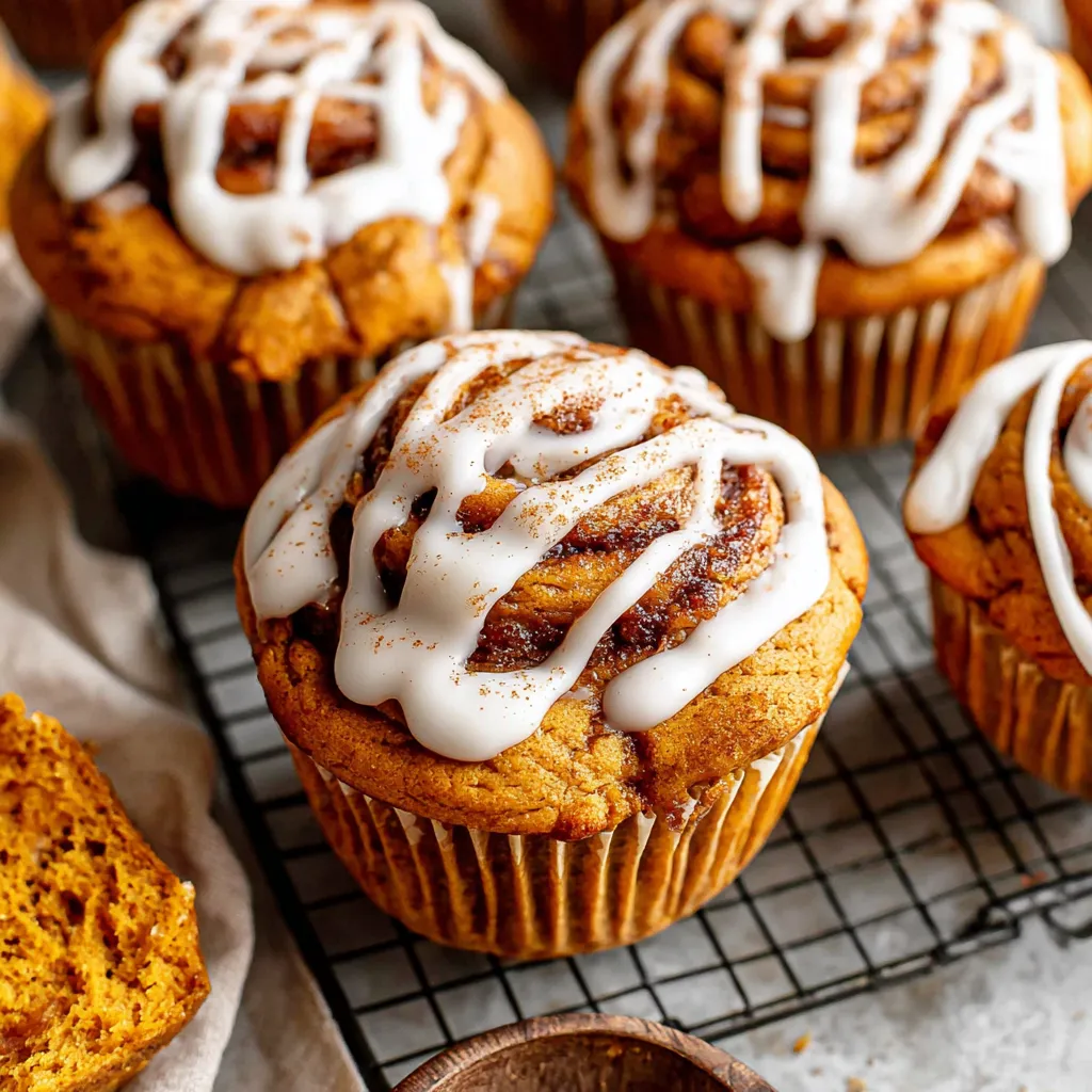 Easy pumpkin cinnamon roll muffins are a delicious and simple treat to make.