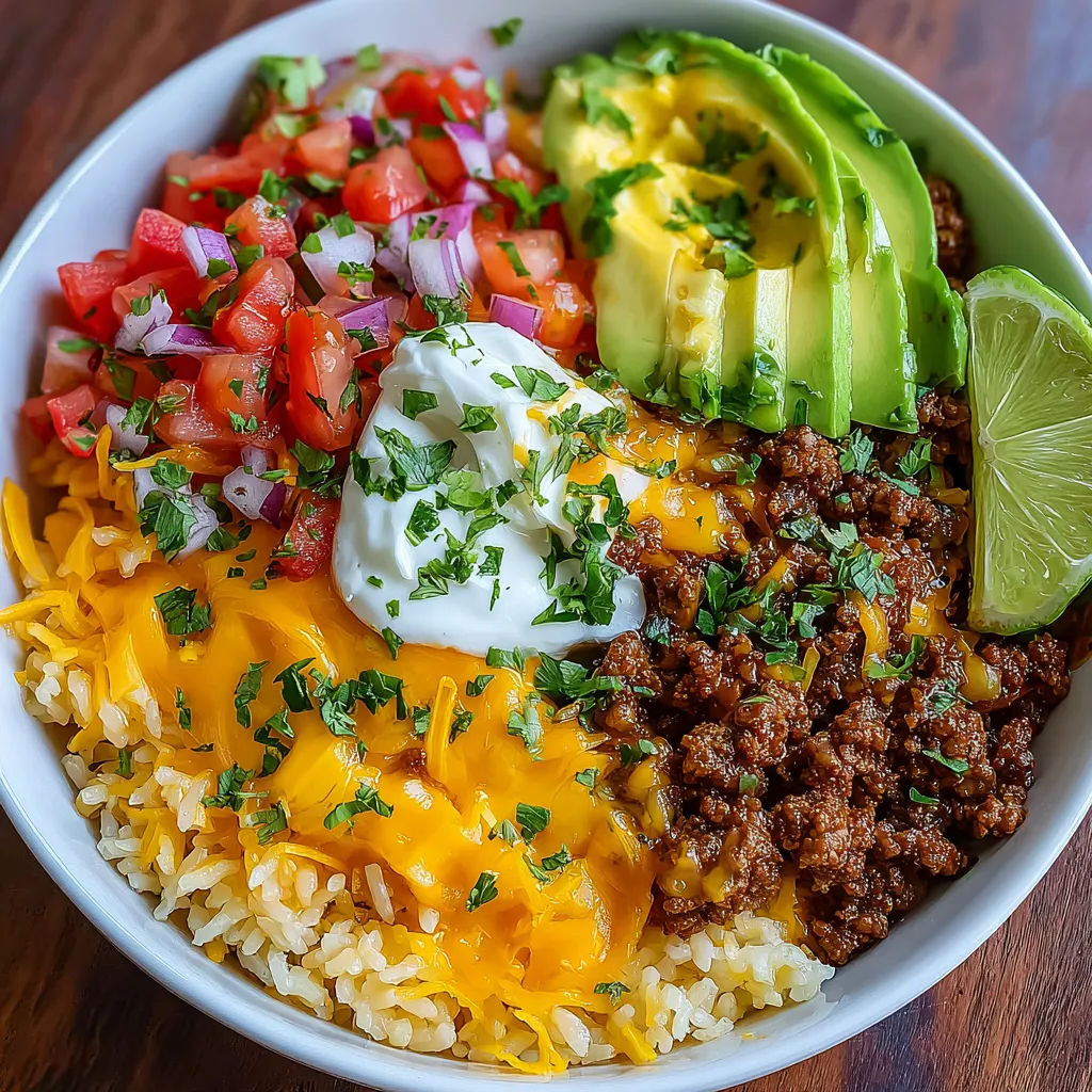 Easy taco rice bowl ready in minutes shown in a vibrant second content image.