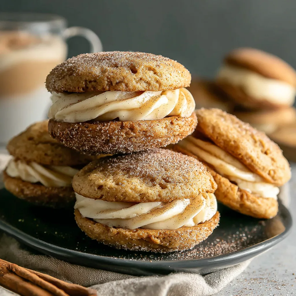 Apple cider whoopie pies are shown, highlighting their deliciousness as the perfect fall treat.