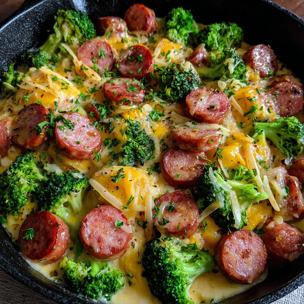 CREAMY KIELBASA BROCCOLI SKILLET