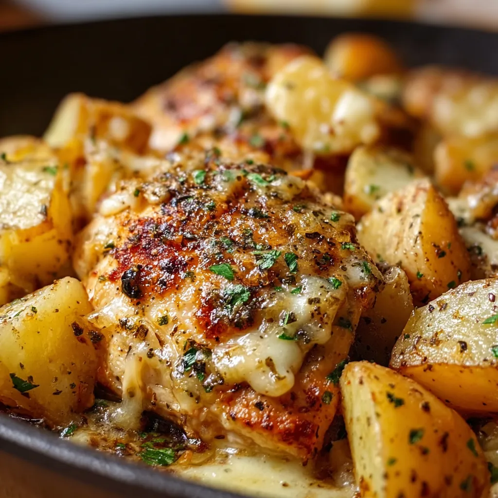 Crockpot Garlic Parmesan Chicken and Potatoes displayed in a white slow cooker showcases the easiest and most delicious dinner recipe.