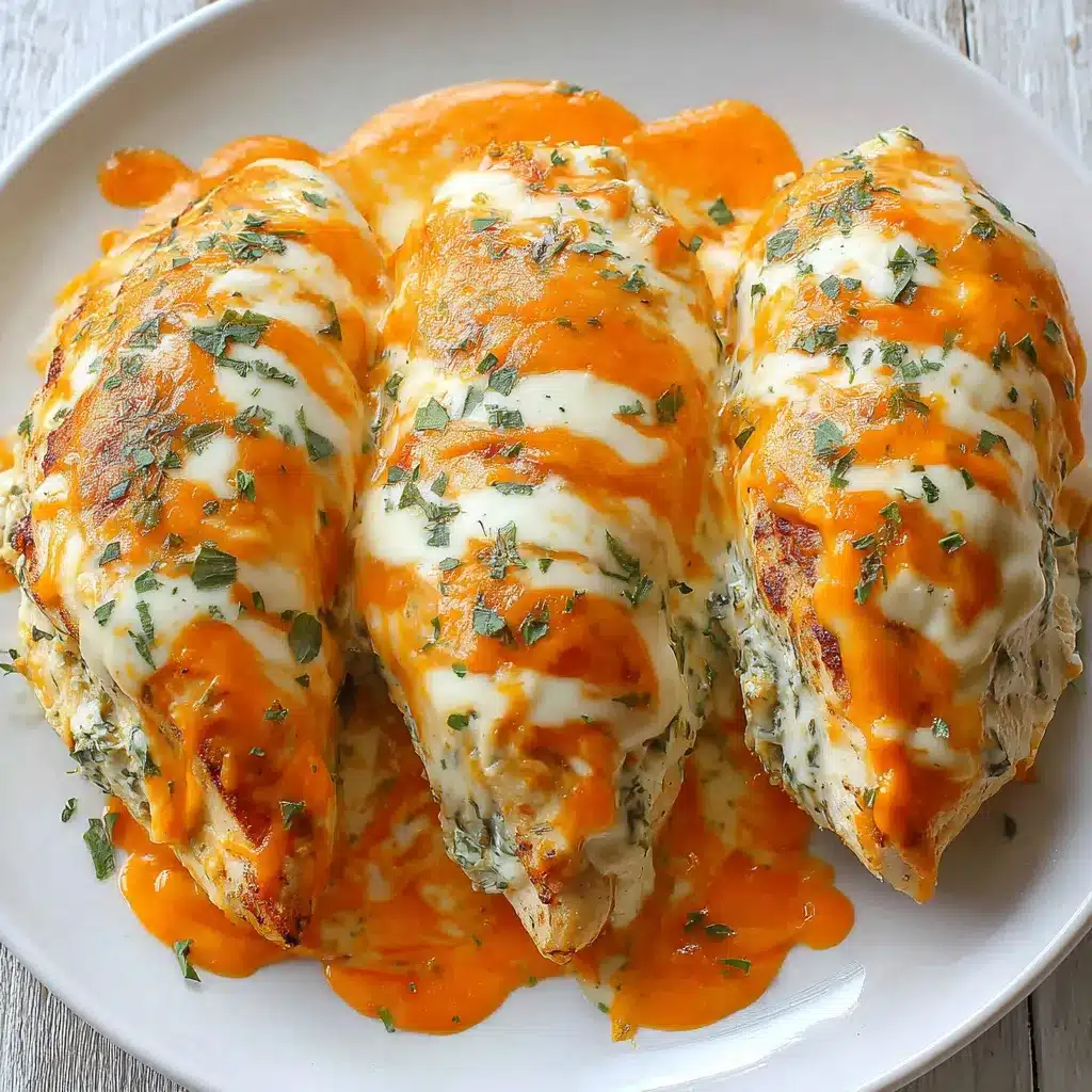 Buffalo Ranch Stuffed Chicken Recipe Close-up of freshly baked Buffalo Ranch Stuffed Chicken, showcasing the juicy filling.