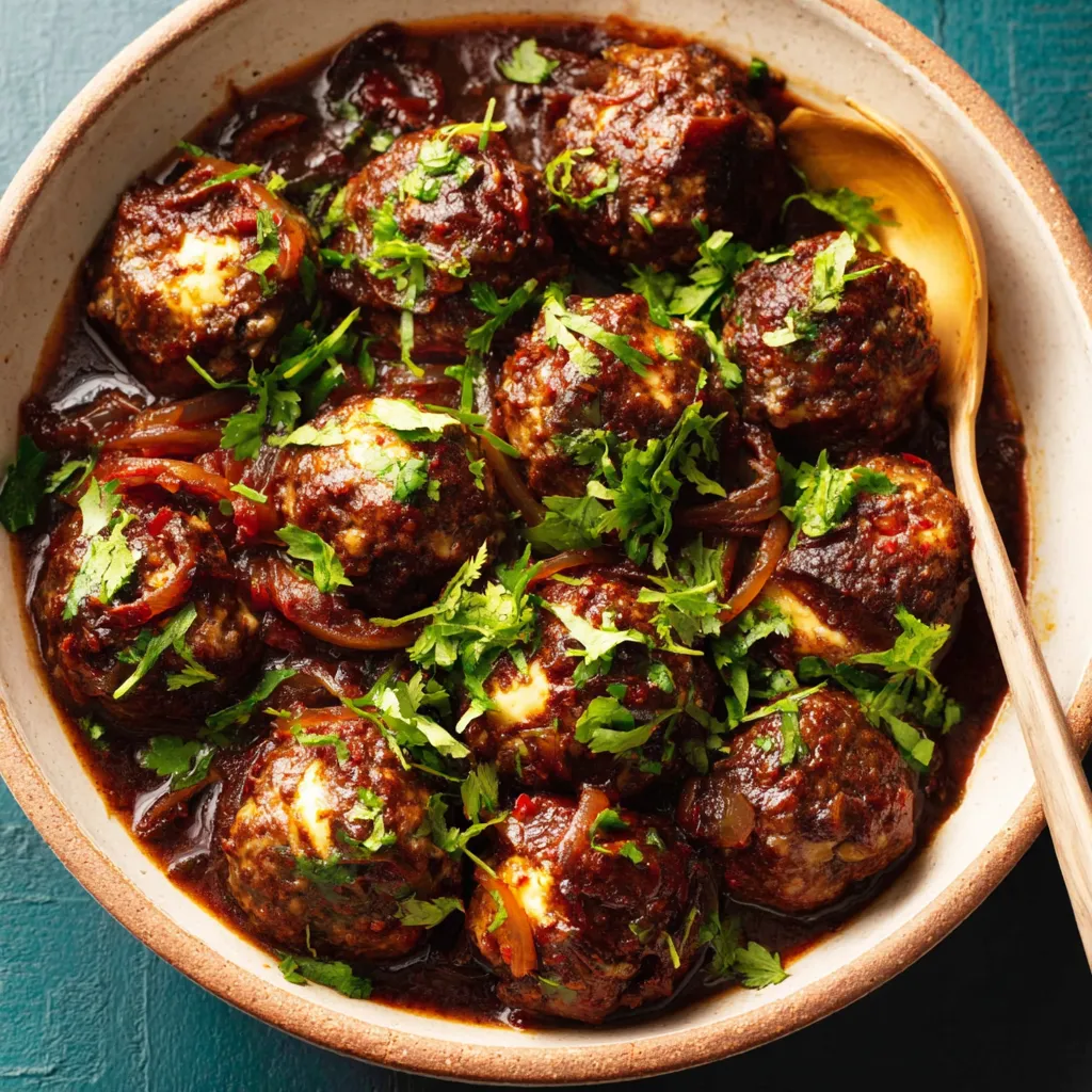 Crockpot French Onion Meatballs Recipe Crockpot French Onion Meatballs simmer in a slow cooker, showcasing a comforting and flavorful appetizer or main course.