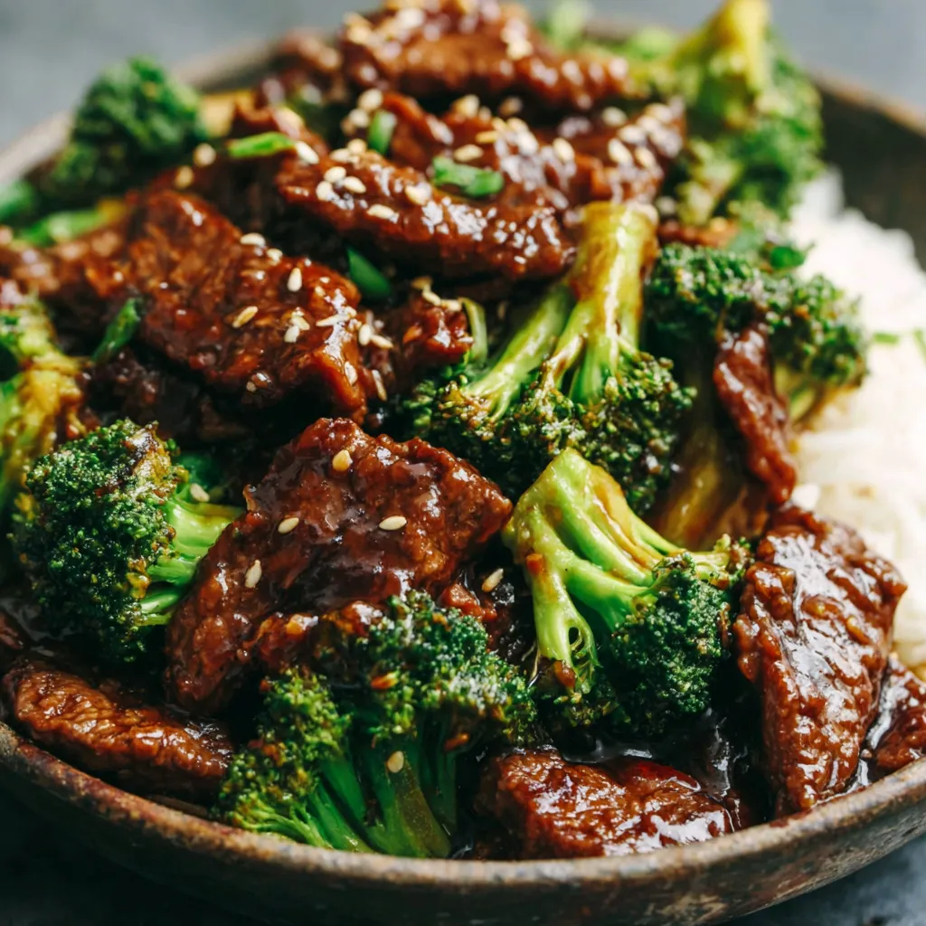 Delicious Chinese Beef and Broccoli Stir-fry Close-up of delicious Chinese Beef and Broccoli stir-fry, showcasing the tender beef and vibrant green broccoli.