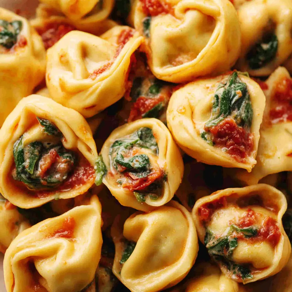 Marry Me Tortellini Recipe Close Up A close-up shot showcases the creamy sauce and cheese-filled pasta of the delicious