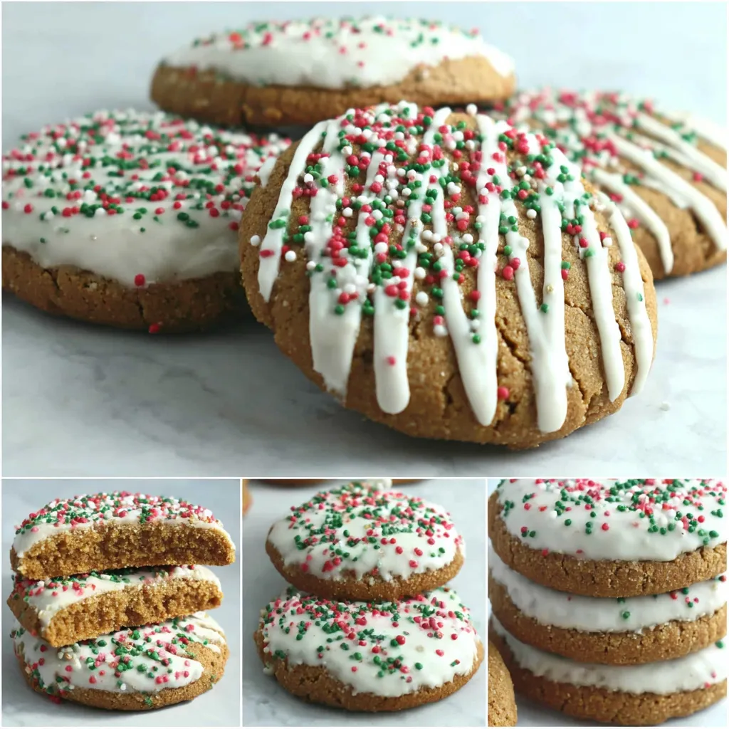 White Chocolate Gingerbread Treat Close-up of festive White Chocolate Dipped Gingerbread cookies with colorful sprinkles.