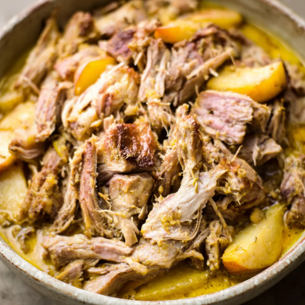 Apple Cider Braised Pork Shoulder is beautifully presented as the featured image.