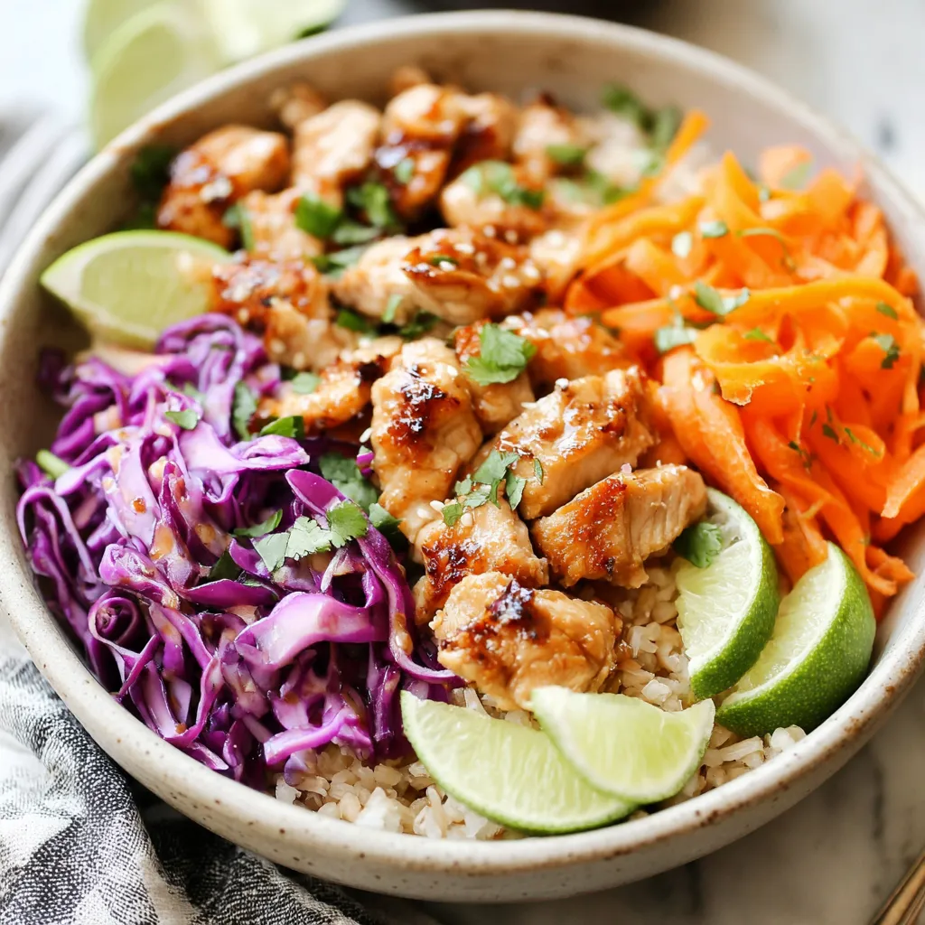 Close-up featured image of a delicious Bang Bang Chicken Bowl.