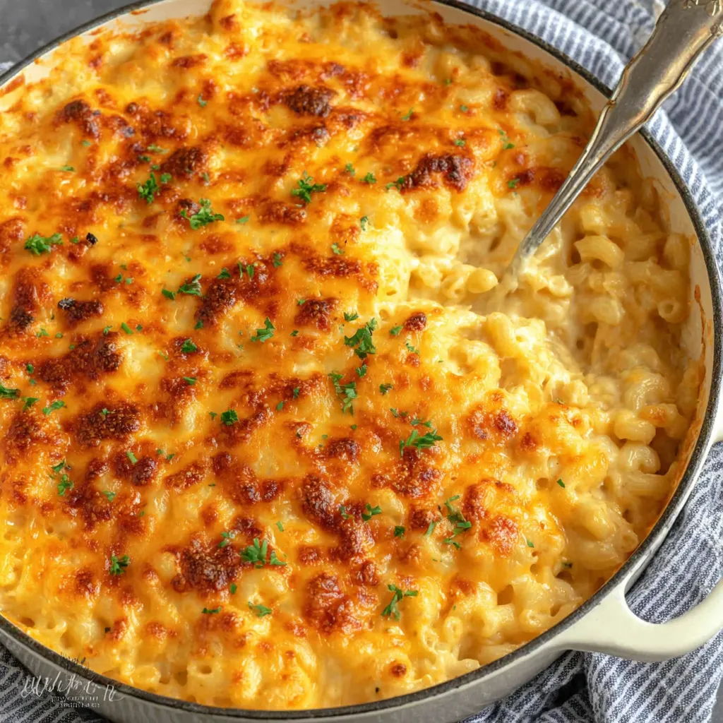 A creamy and delicious Baked Mac and Cheese is displayed as the featured image for this article.