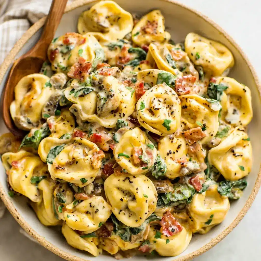 Close-up of delicious, cheese-filled Tortellini, perfect for a comforting Italian meal.