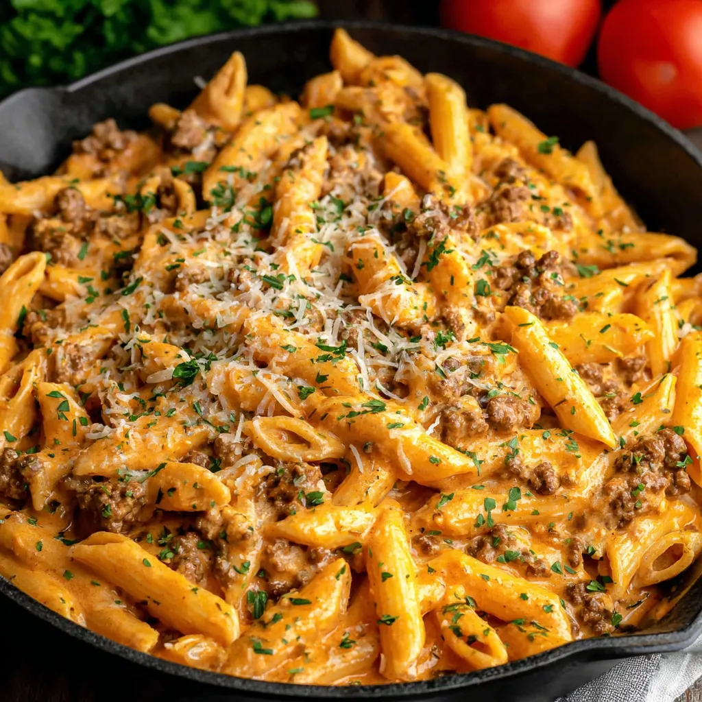 Delicious Beef Pasta is the featured image for this recipe.