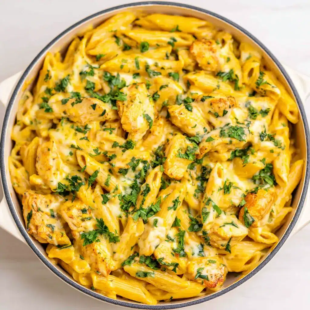 A close-up shot showcases the creamy texture and delicious ingredients of Crack Chicken Penne, the featured recipe.