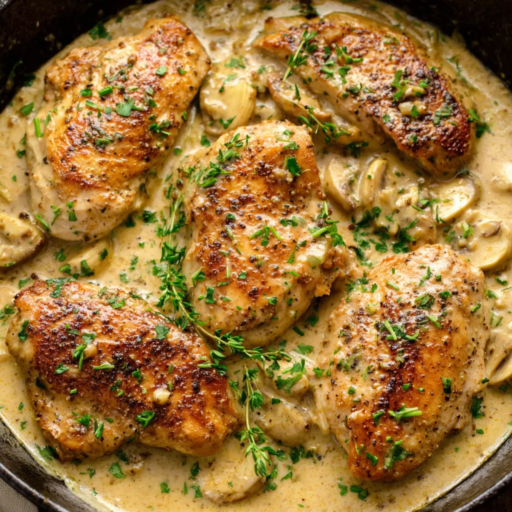 Creamy Garlic Chicken dish served as a tempting featured image.