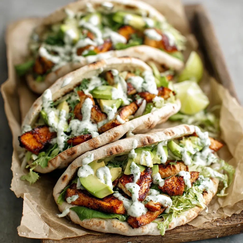 Featured image of delicious Sheet Pan Chicken Pitas ready to be served.