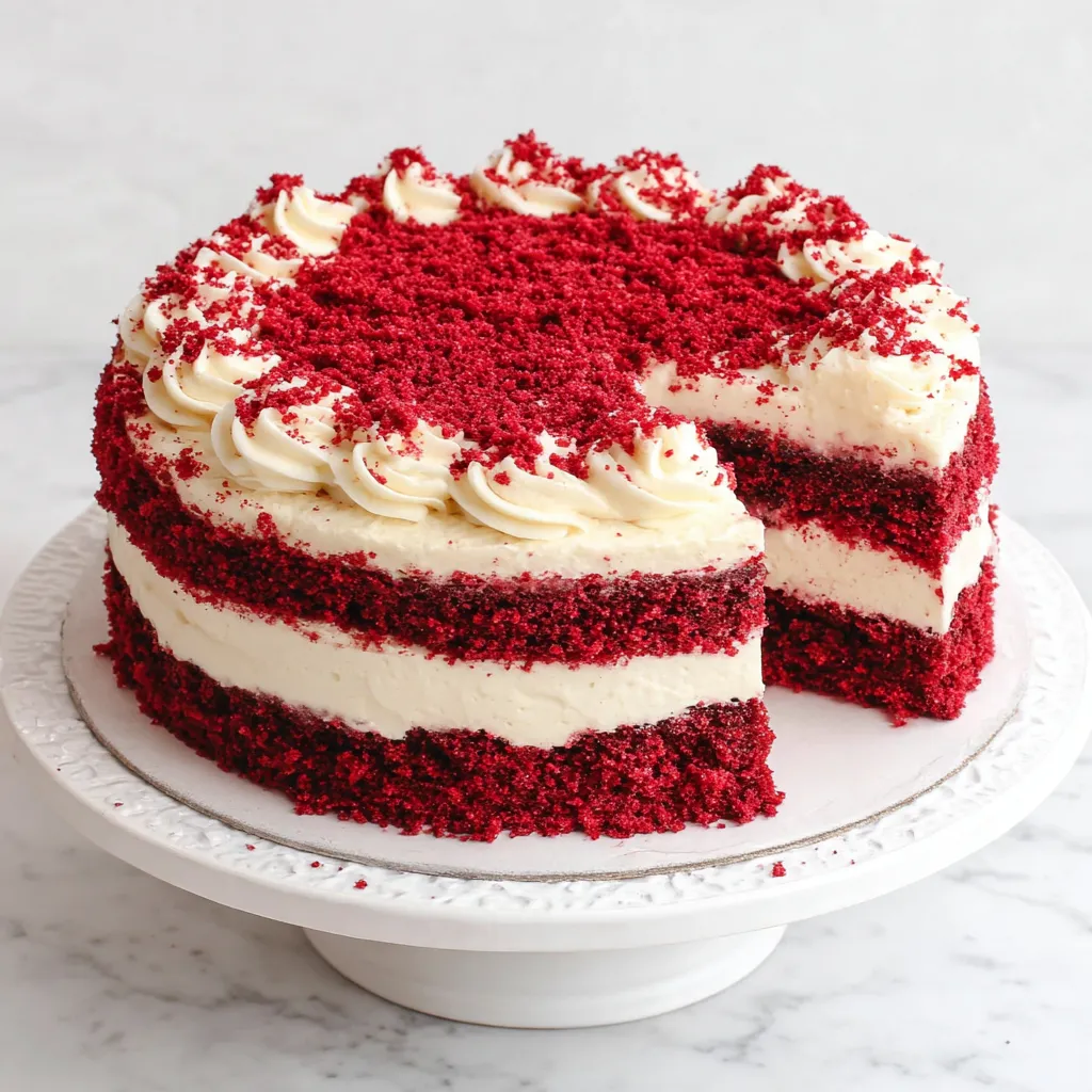 A delicious Red Velvet Cheesecake is featured in this tempting image.
