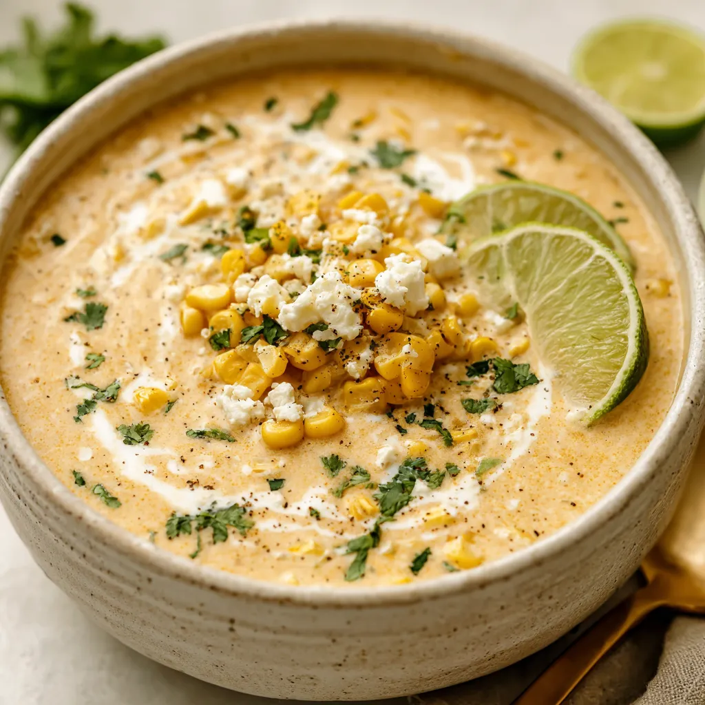 Mexican Street Corn Soup Crockpot shown as a creamy and flavorful soup, perfect for a cozy meal.