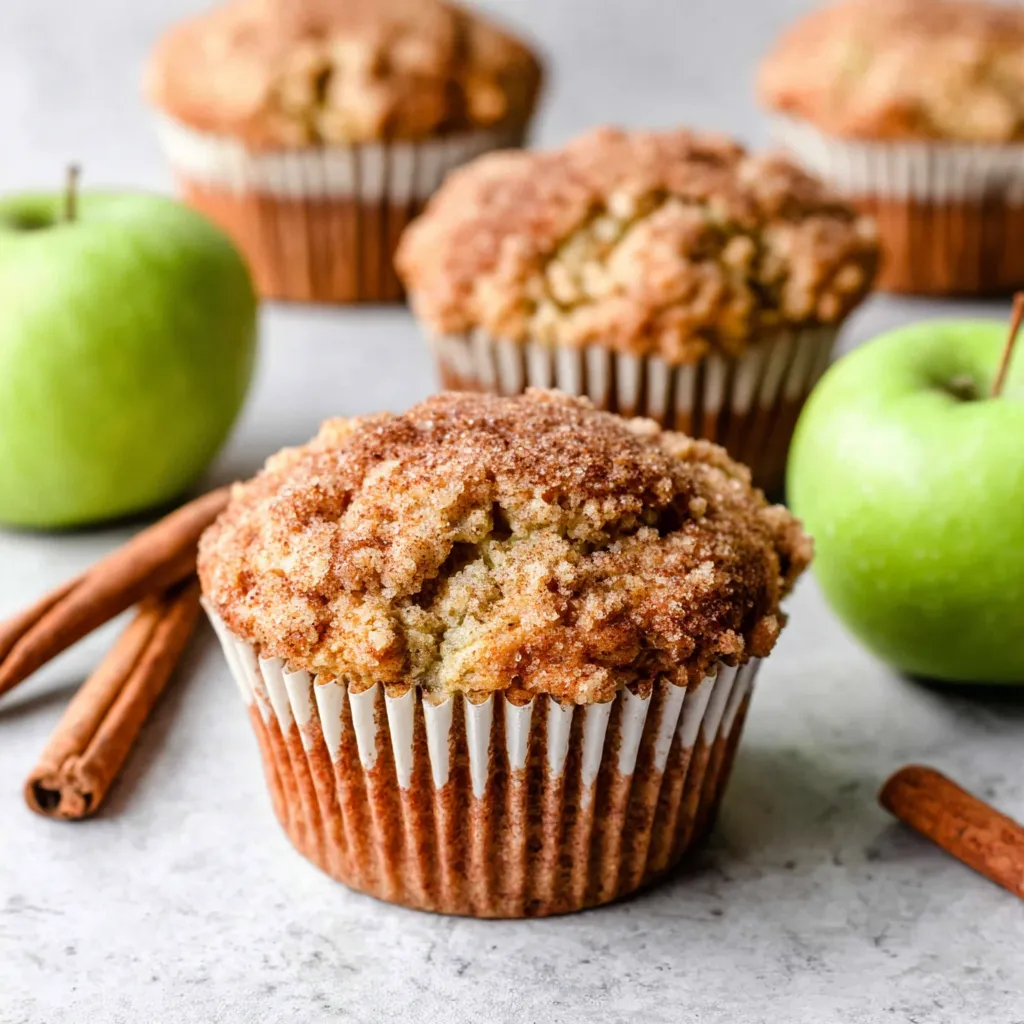 Close-up of freshly baked Apple Cinnamon Muffins, perfect for a fall breakfast.