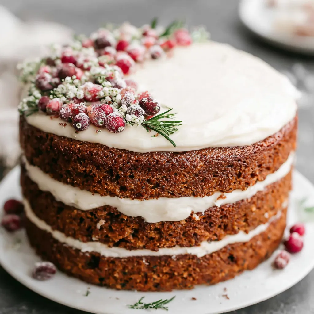 A delicious Christmas Spice Cake sits ready to be enjoyed, showcasing its festive spices and moist texture.