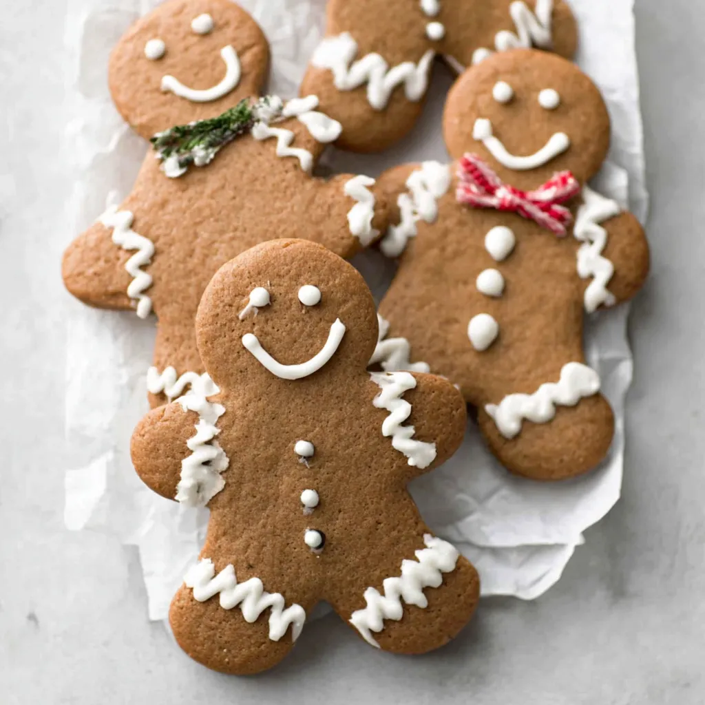 Close-up of festive Gingerbread Man Cookies, perfect for holiday baking and decorating.