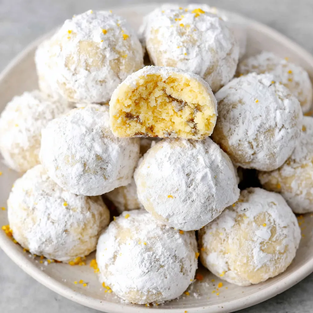 Close-up of delicious, powdered sugar-covered Snowball Cookies, perfect for the holidays.