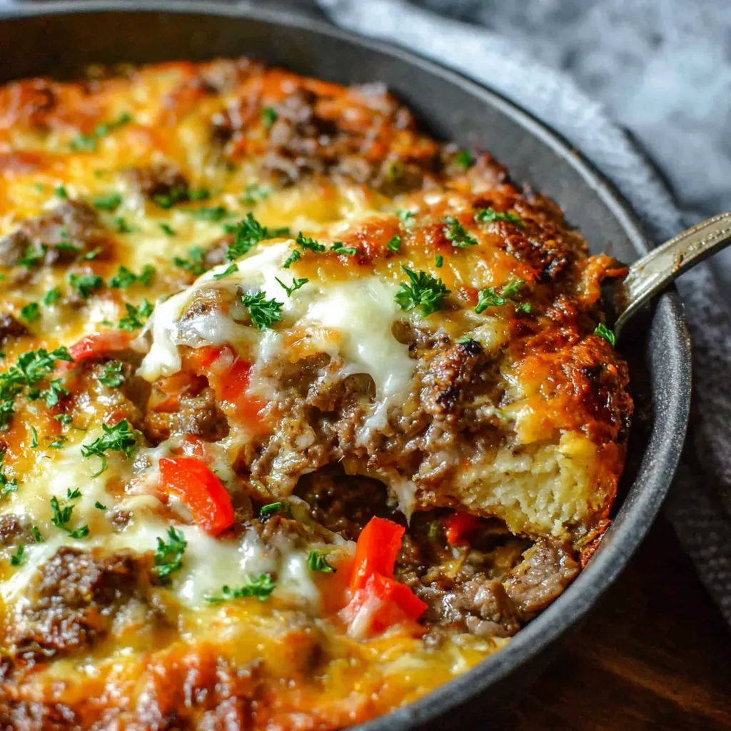 A delicious Philly Cheesesteak Casserole is shown as the featured image.