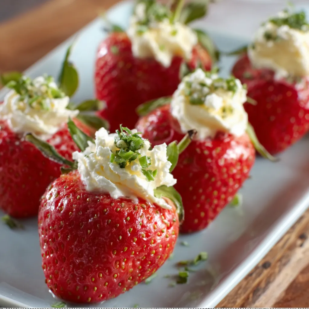 Cheesecake Stuffed Strawberries Creamy Cheesecake Deviled Strawberries are displayed in this enticing second shot, showcasing their creamy filling and fresh strawberry presentation.