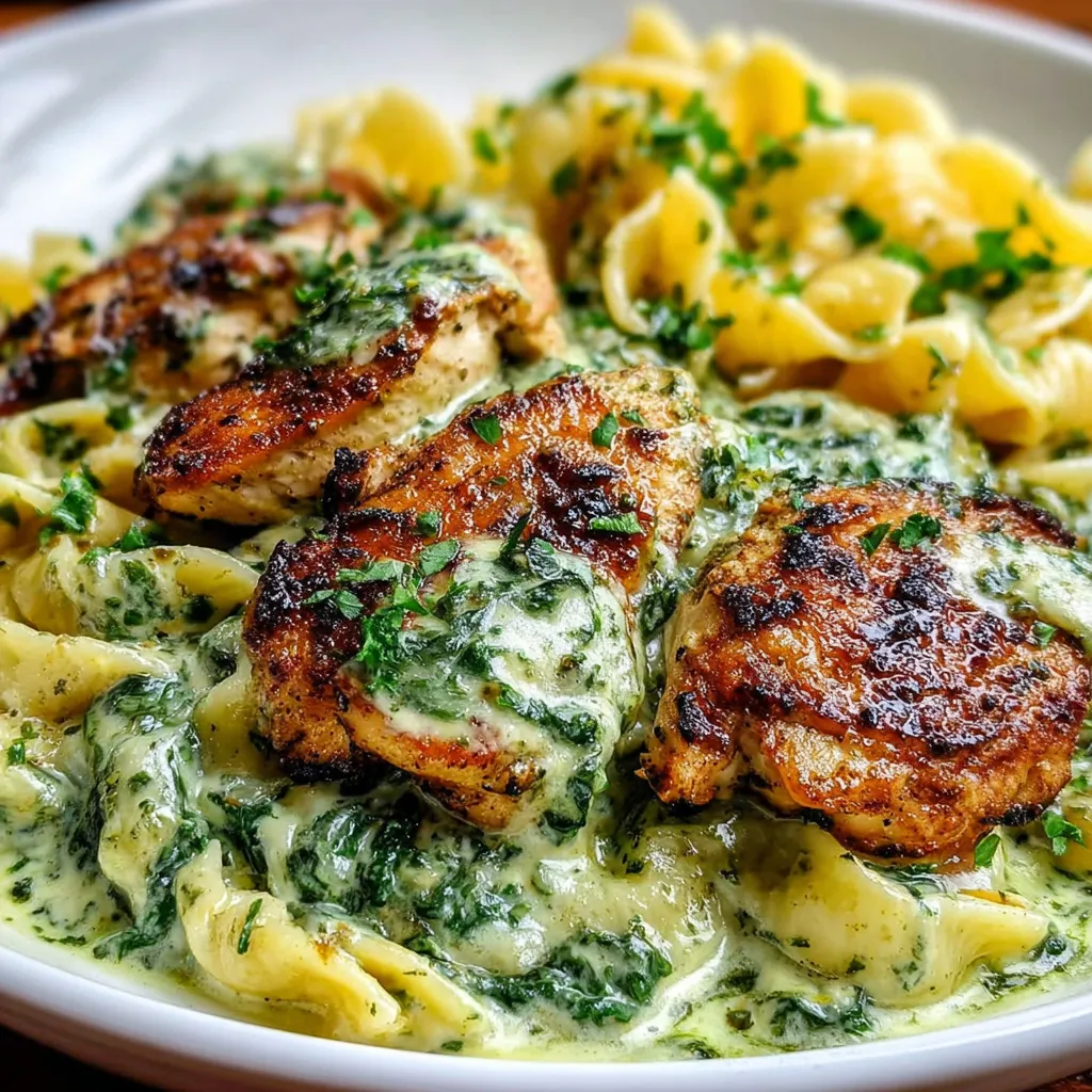 Creamy Pesto Chicken One Pan Close-up of delicious One Pan Creamy Pesto Chicken, cooked in a single pan and ready to serve.