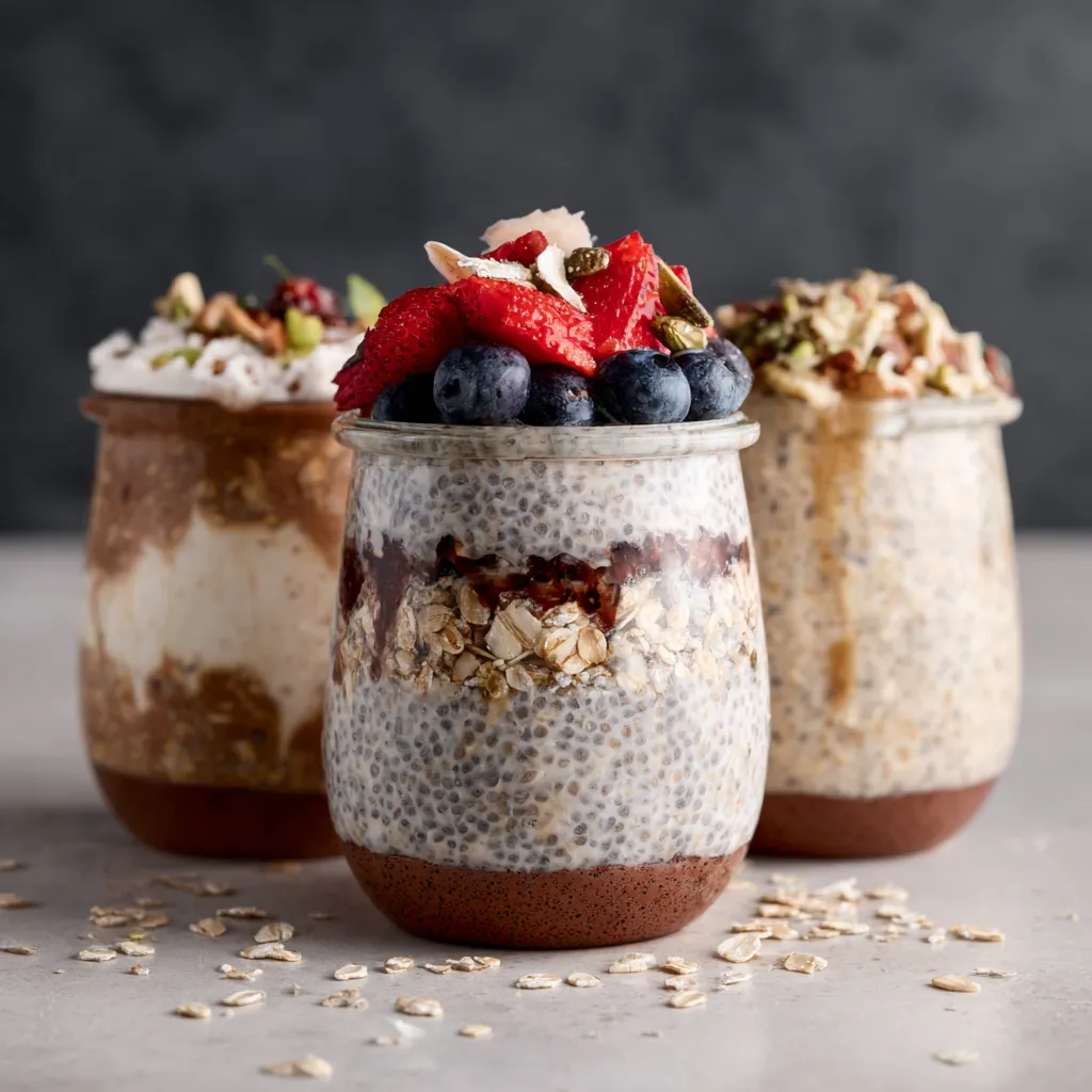 Easy Overnight Oats Recipe Close-up shot showcasing a jar of creamy Overnight Oats, ready to be enjoyed for breakfast.