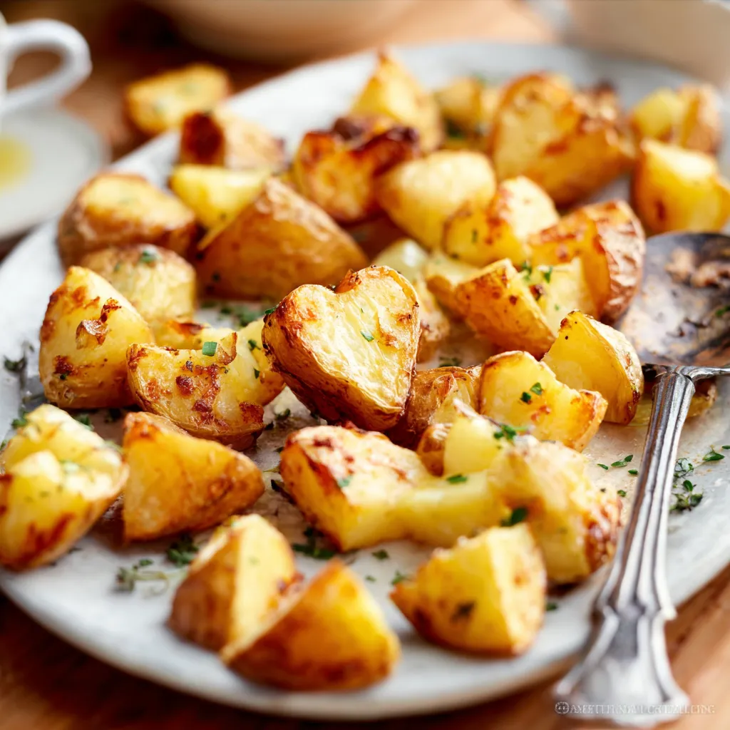 Roasted Heart Potatoes Recipe Closeup Another look at the delicious Roasted Heart Potatoes, ready to be served and enjoyed.