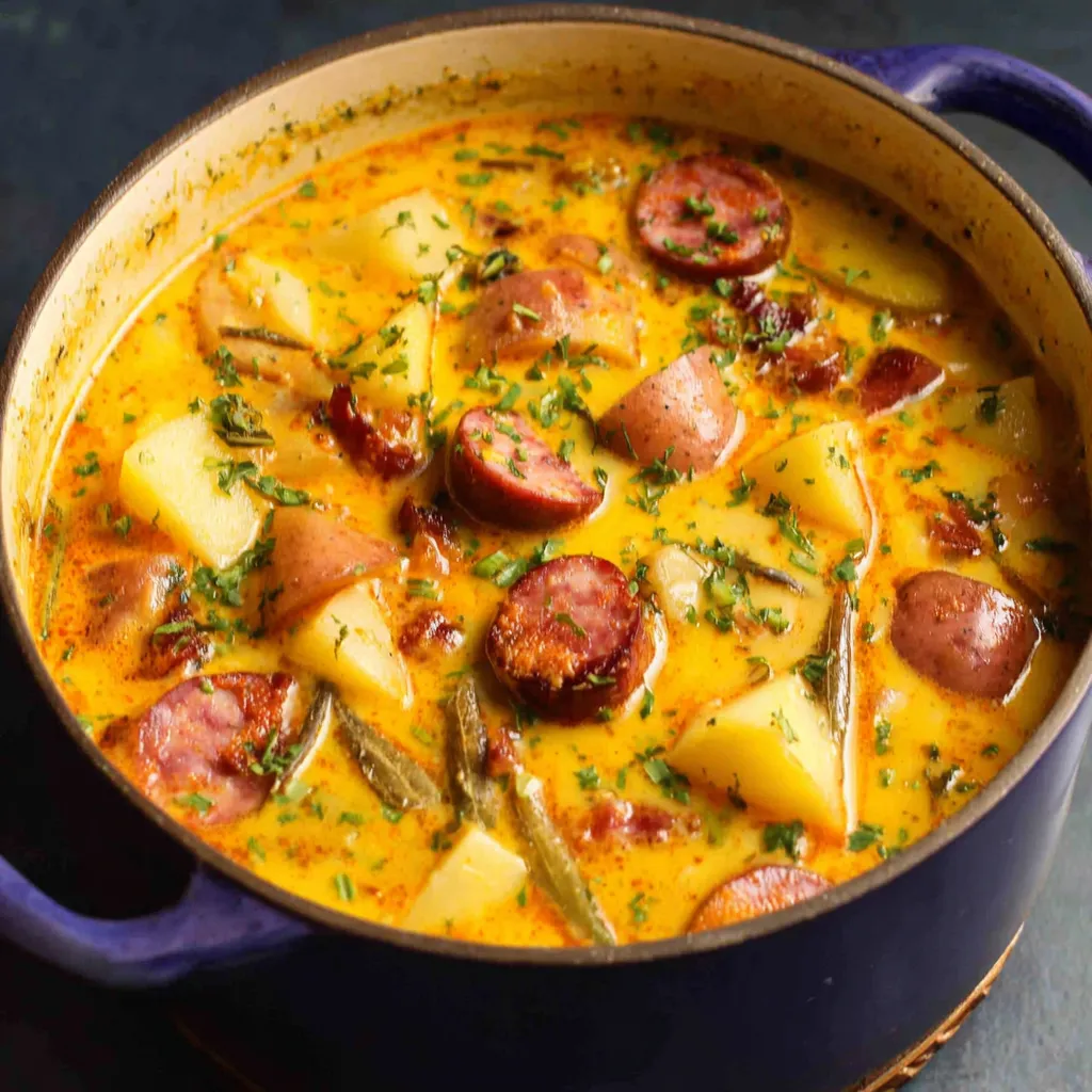 A creamy bowl of homemade Cajun Potato Soup is shown as the featured image.