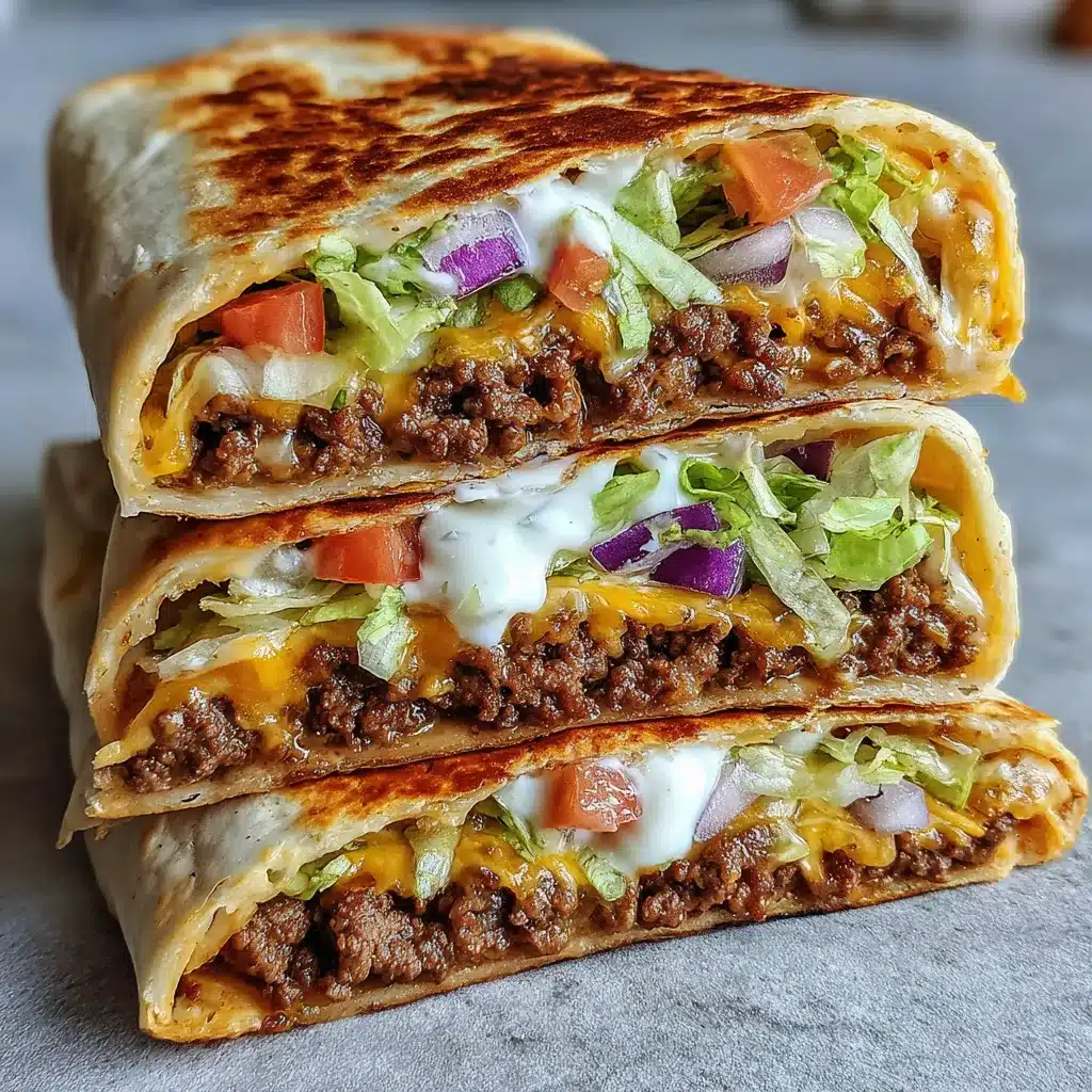Close-up of a delicious Keto Crunchwraps recipe, showcasing its layers of fillings and crispy exterior.