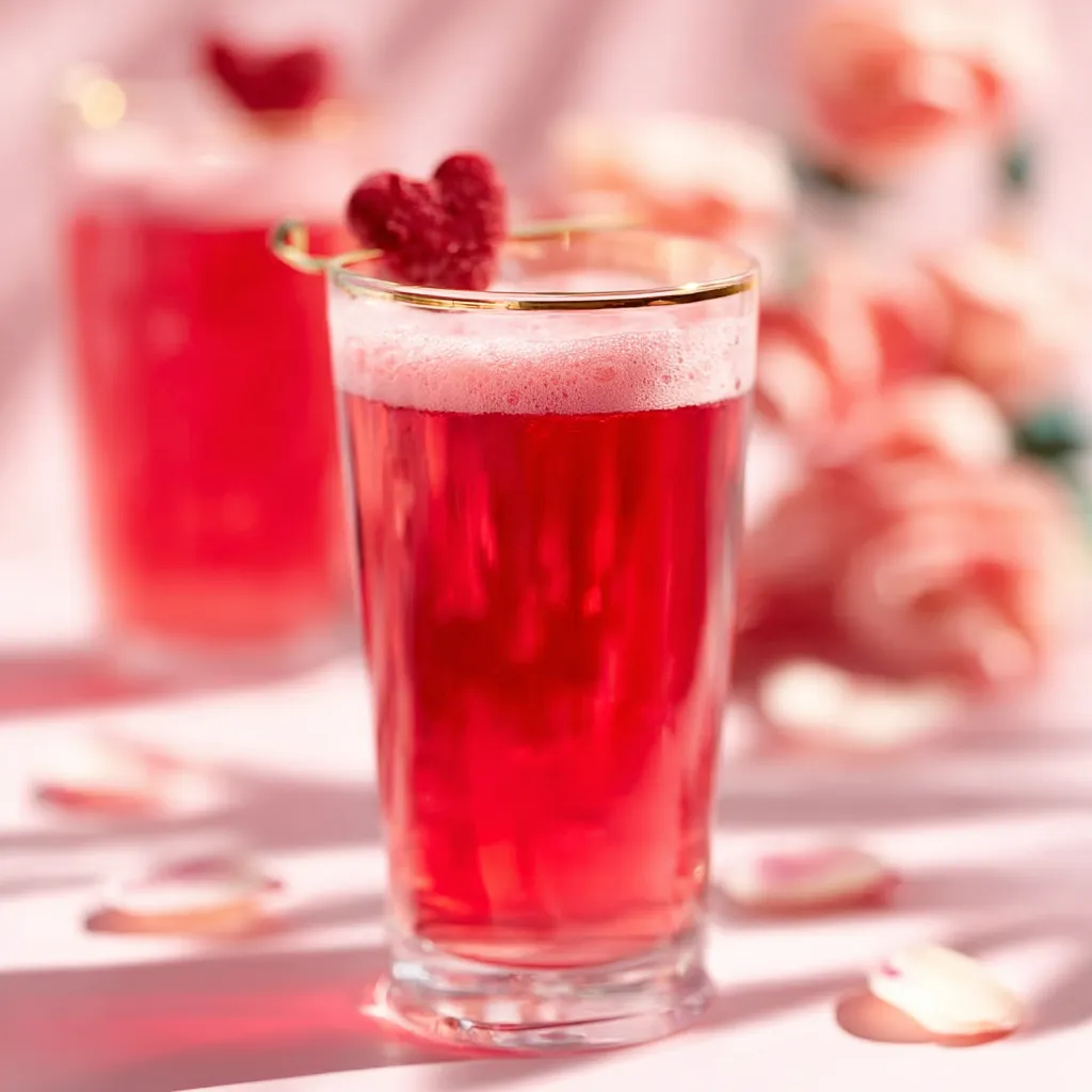 A close-up featured image showcases the vibrant Red Love Potion Valentine Cocktail, perfect for a romantic celebration.