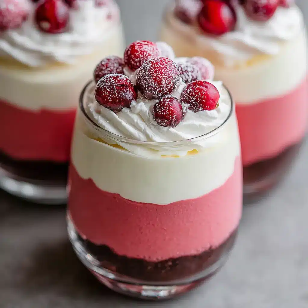 Close-up featured image showcasing delicious and festive Cranberry Mousse Cups, perfect for holiday desserts.
