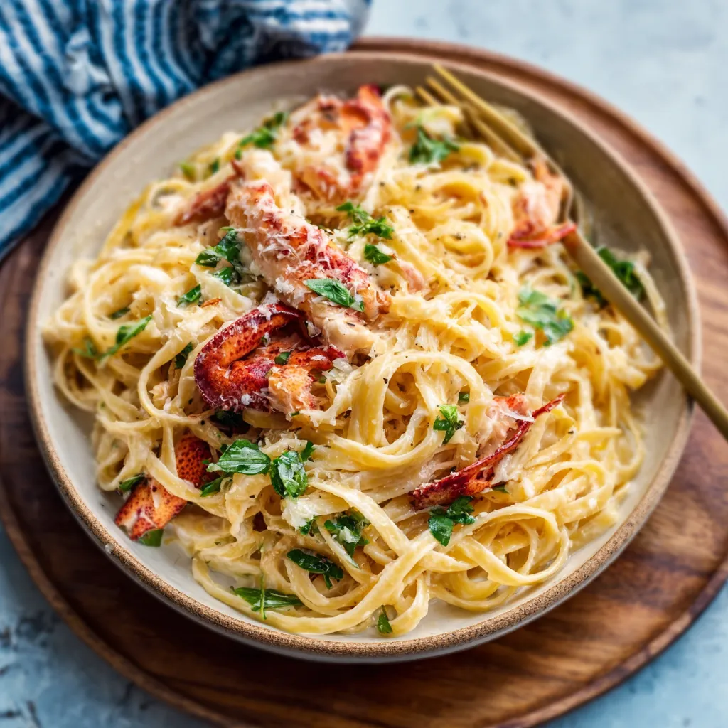 Garlic Butter Lobster Pasta featured image showcases a delicious creamy seafood dish.