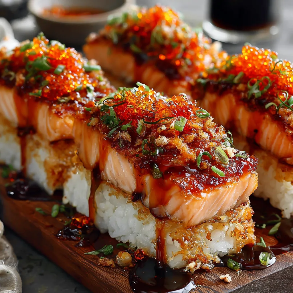A delicious Spicy Salmon Sushi Bake Casserole is presented as a flavorful and inviting featured image.