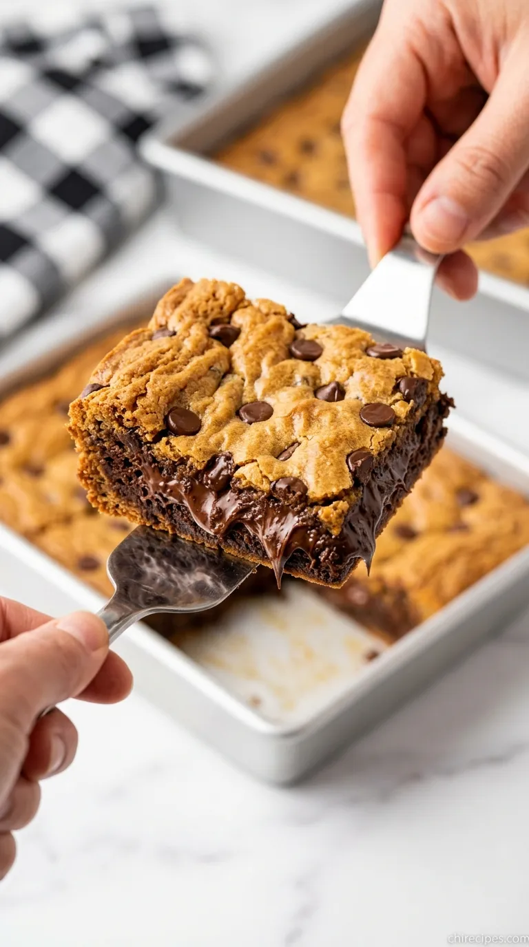 A tray of delicious Peanut Butter Lunch Lady Bars cut into squares, with a rich chocolate frosting on top.