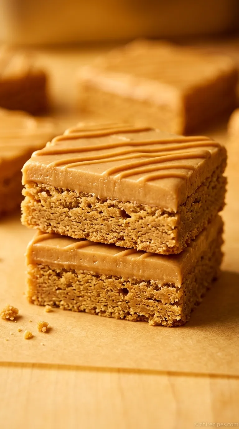 A tray of freshly baked Peanut Butter Lunch Lady Bars with a thick, fudgy chocolate frosting, cut into perfect squares.